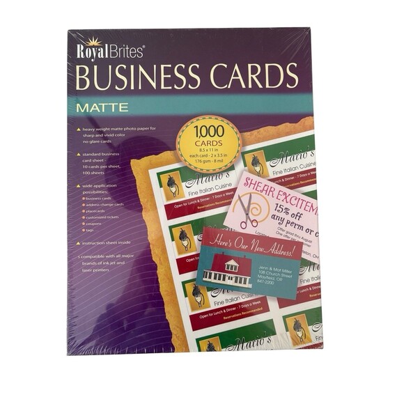 ROYAL BRITES Business Cards White 2 x 3.5 Pack of 1000 for Laser or Ink Jet NEW - Picture 1 of 2